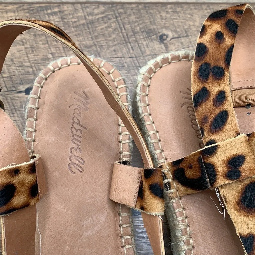 Madewell Leopard Print The Malia Espadrille Calf Hair Sandal sz 9 NWT